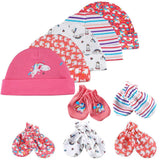 Bonnet et moufles pour nouveau-né, bonnet confortable pour fille et garçon, bonnet et gants en coton pour bébé de 0 à 6 mois