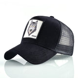 Casquettes de baseball brodées de loup pour hommes, casquette snapback en maille, chapeaux pare-soleil pour femmes, chapeau hip-hop en coton de couleur unie, camionneur