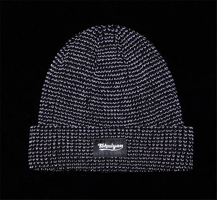 TOHUIYAN Reflective Knitted Hats Magical High Visibility Winter Warm Caps Women Men Bonnet Beanie Hat for Night Running Walking