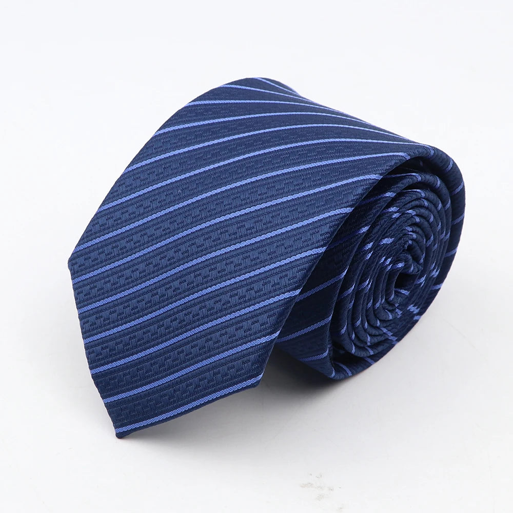 Nouvelle cravate classique à rayures et pois pour homme, jacquard, 7 cm, en polyester, étroite, slim, pour mariage, marié, affaires, costume, chemise, cadeau