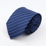 Nouvelle cravate classique à rayures et pois pour homme, jacquard, 7 cm, en polyester, étroite, slim, pour mariage, marié, affaires, costume, chemise, cadeau