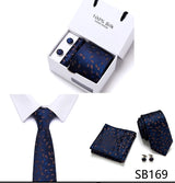 Cravates de marque 100 % soie, coffret cadeau, bureau, homme, classique, fête, mariage, rayées, 7,5 cm, soie, mariage, motif floral, cravate, mouchoir
