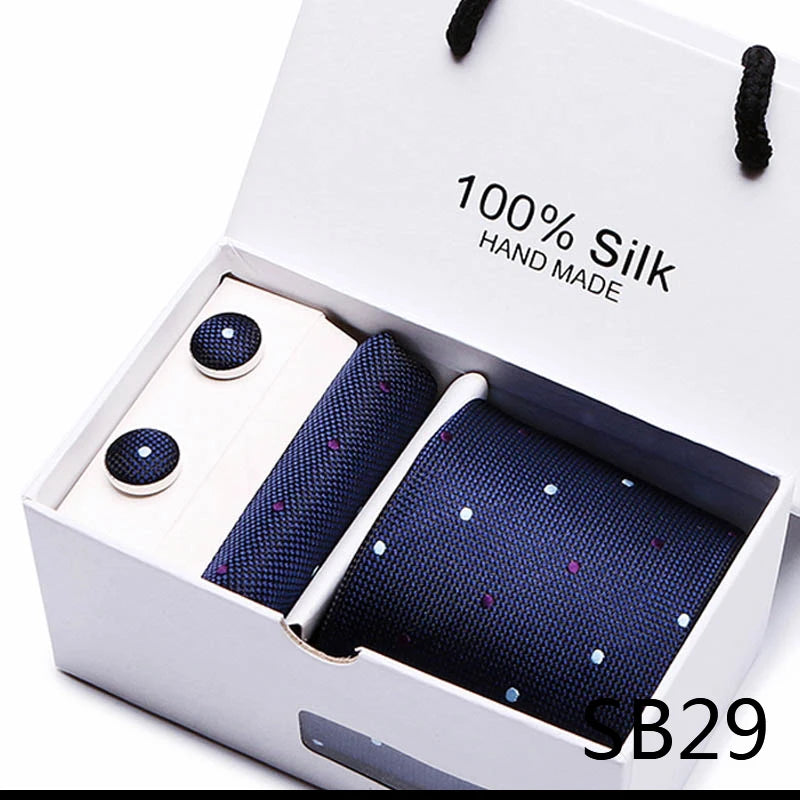 Cravates de marque 100 % soie, coffret cadeau, bureau, homme, classique, fête, mariage, rayées, 7,5 cm, soie, mariage, motif floral, cravate, mouchoir