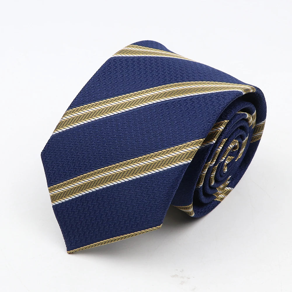 Nouvelle cravate classique à rayures et pois pour homme, jacquard, 7 cm, en polyester, étroite, slim, pour mariage, marié, affaires, costume, chemise, cadeau