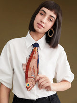 【Biutefou】New Arrival Accessories Women Irregular Fun Fish Embroidery Tie