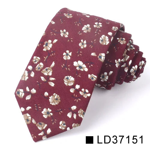 Nouvelle cravate florale pour hommes et femmes, cravate fine en coton pour mariage, cravates décontractées pour hommes, costumes classiques, cravates à imprimé floral