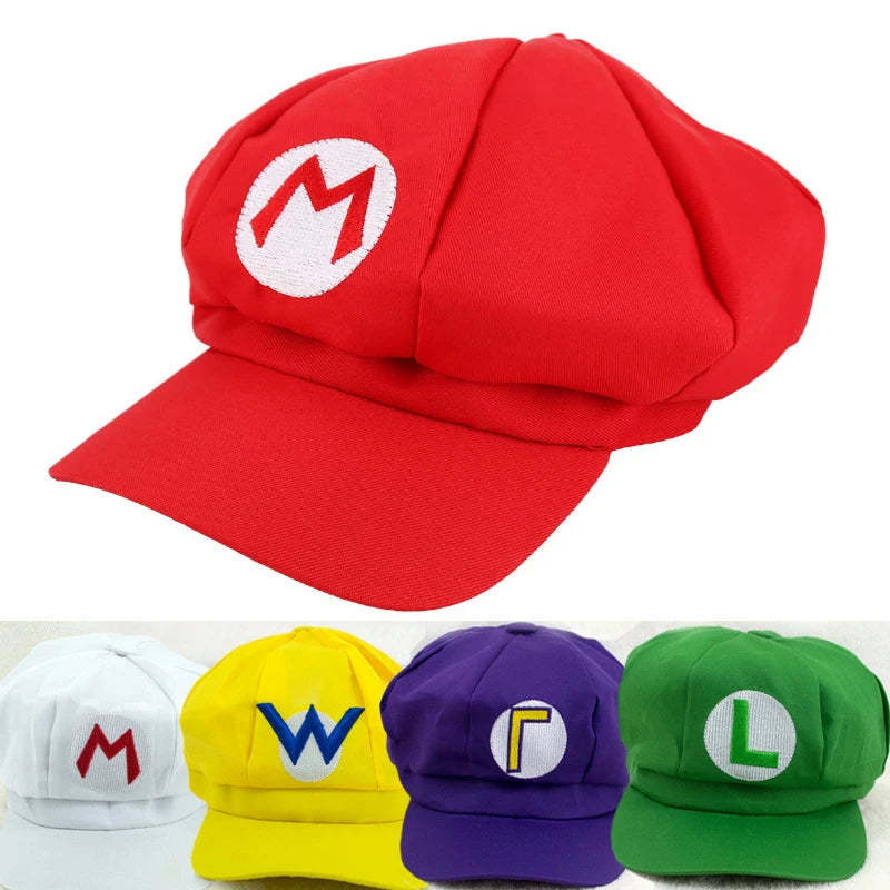 Anime Super Hat Casquette Luigi Bros Lettre Imprimé Cosplay Dessin Animé Baseball Costume pour Adulte Chapeaux Waluigi Wario Odyssey Cappy 3D Chapeau