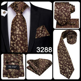Cravate élégante pour homme, motif cachemire, rayures noires et dorées, en soie, pour mariage, mouchoir, boutons de manchette, pour entreprise, fête, livraison directe
