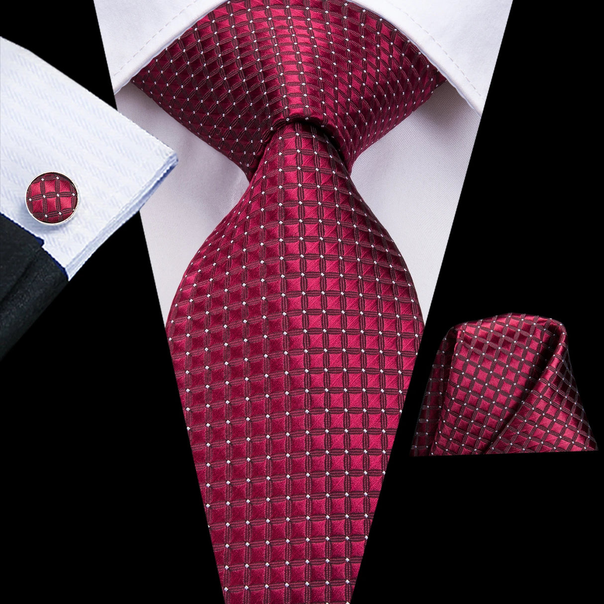 Hi-Tie Coffret cadeau cravate homme vin rouge bordeaux cachemire soie mariage cravate pour homme design tendance qualité mouchoir boutons de manchette livraison directe