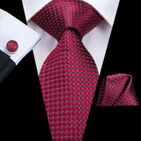 Hi-Tie Coffret cadeau cravate homme vin rouge bordeaux cachemire soie mariage cravate pour homme design tendance qualité mouchoir boutons de manchette livraison directe