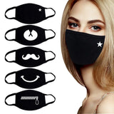 Korean Funny Expression Smile Creative Mouth Face Mask For Mouth Black Kpop Unisex Kawaii Face Mouth Muffle Mask Cotton Fashion