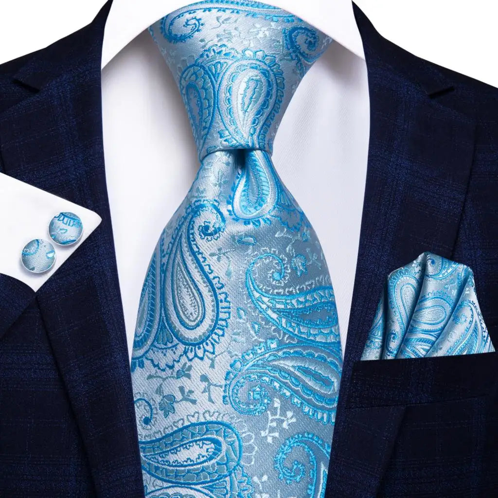 Cravate de mariage en soie à motif cachemire orange et argent pour homme, style créateur, avec boutons de manchette, style tendance, pour soirées d'affaires, livraison directe