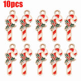 Christmas Candy Cane Enamel Charms for Earrings Necklace Diy Pendant Flower Charm Xmas Tree Decoration Beads Jewelry Making
