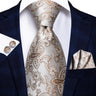 Cravate de mariage en soie à motif cachemire orange et argent pour homme, style créateur, avec boutons de manchette, style tendance, pour soirées d'affaires, livraison directe