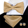 Hi-Tie Nœuds papillon verts de Noël pour hommes Cravate papillon en soie Ensemble de boutons de manchette et mouchoirs pour fête de mariage Nœud papillon uni à carreaux cachemire