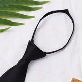 1 cravate rétro noire unie, soyeuse, étroite, fine, lisse, pour femme, fermeture éclair, décontractée, élégante, tendance, unisexe