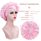 Bonnet de nuit en soie pour femme, noir, rose, violet, avec boucles naturelles bouclées, élastique large et souple, réglable