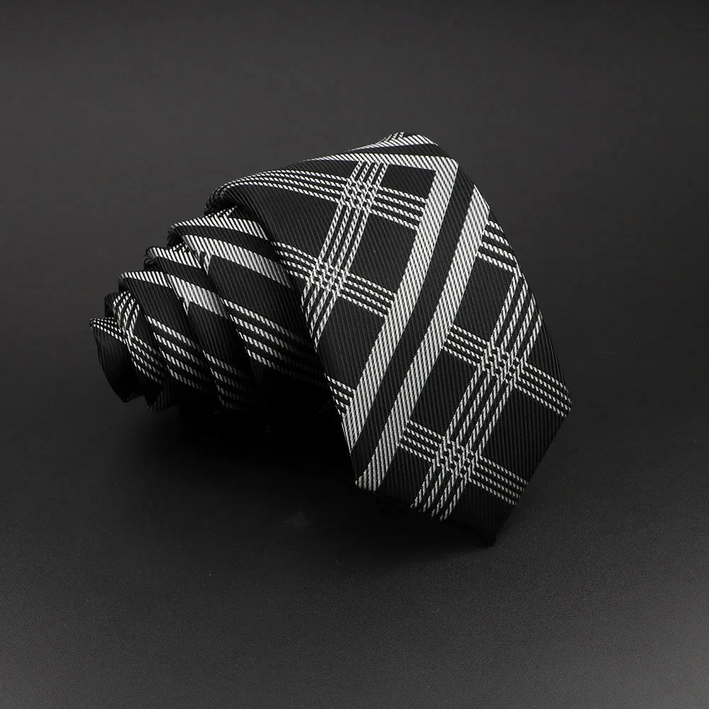Cravate tissée jacquard pour homme, classique, à carreaux, rayée, en polyester, tendance, pour mariage, affaires, fête, costume, robe, cadeau