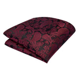 GUSLESON Ensemble de boutons de manchette et pochette pour homme, motif cachemire, bleu, rouge et jaune, avec boîte cadeau, cravate de mariage en soie pour homme