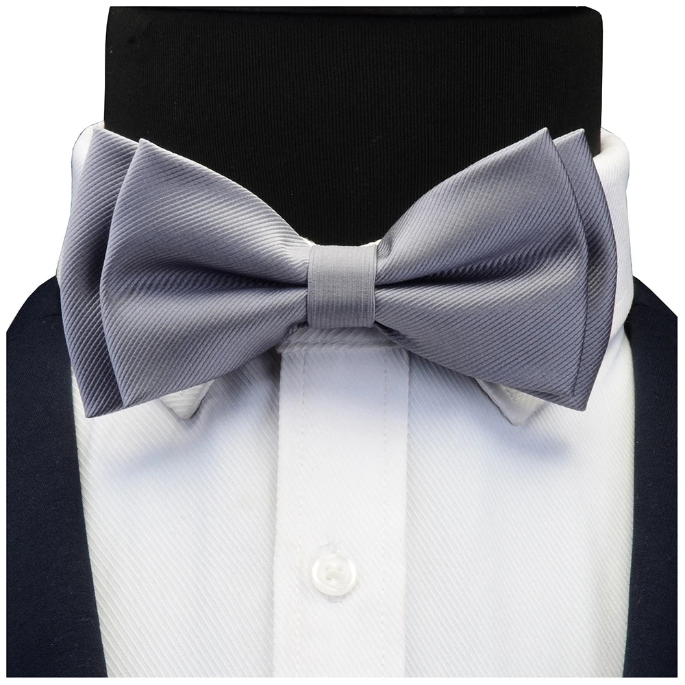Ensemble de nœuds papillon solides de différentes tailles, haut et bas, nœud papillon uni pour homme, mouchoir, boutons de manchette, coffret cadeau pour hommes, cravates de mode de mariage
