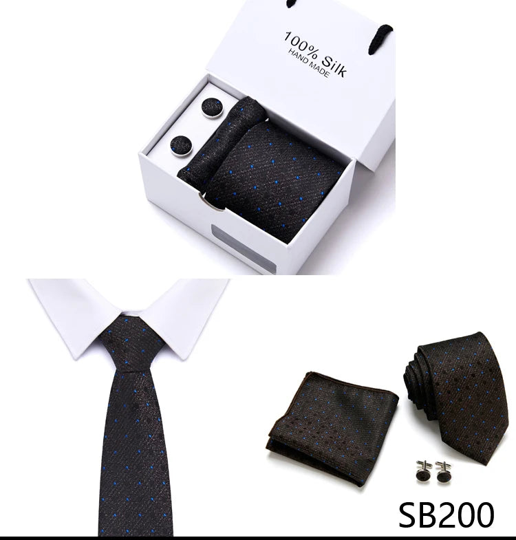 Cravates de marque 100 % soie, coffret cadeau, bureau, homme, classique, fête, mariage, rayées, 7,5 cm, soie, mariage, motif floral, cravate, mouchoir