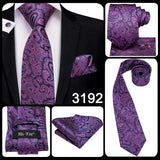 Hi-Tie – Cravate de mariage en soie violette unie à motif cachemire pour homme, ensemble de qualité avec boutons de manchette et mouchoir, cadeau tendance, livraison directe
