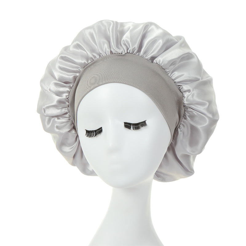 Women Satin Bonnet Spandex Wide Stretchy Band Bonnet Satin Cheveux Nuit Silk Sleeping Night Cap Bonnets for Women