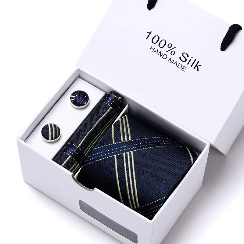 Cravates de marque 100 % soie, coffret cadeau, bureau, homme, classique, fête, mariage, rayées, 7,5 cm, soie, mariage, motif floral, cravate, mouchoir