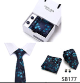 Cravates de marque 100 % soie, coffret cadeau, bureau, homme, classique, fête, mariage, rayées, 7,5 cm, soie, mariage, motif floral, cravate, mouchoir