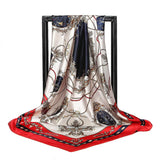 Foulard en soie de luxe pour femme, foulard d'été carré en satin, hijab de marque, 90 x 90 cm, foulard en soie musulman