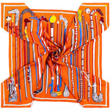 POBING Manual Hand Rolled Twill Silk Scarf Women Mace Print Square Scarves Echarpes Foulards Femme Wrap Bandana Small Hijab 90CM