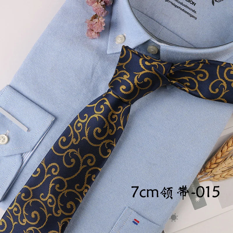 Corbata Hombre corbata 7cm cravates pour hommes de luxe rayures bleues cravate affaires Corbatas Para Hombre Mariage cadeau chemise accessoires