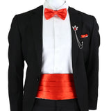 New Fashion Mens Cummerbund Bow Tie Brooch Set Black Red Blue   Waist Seal For Formal Tuxedo Business Suit Dinner Accessories