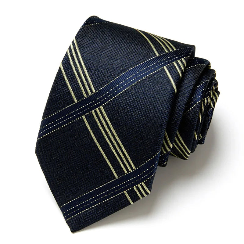 Cravate classique en soie pour homme, 48 couleurs, 7,5 cm, de luxe, à rayures, fine, pour costume, mariage, fête