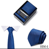 2023 New Style Wedding Gift Tie Pocket Squares Set Necktie Box Men Solid Black Suit Accessories Fit Wedding