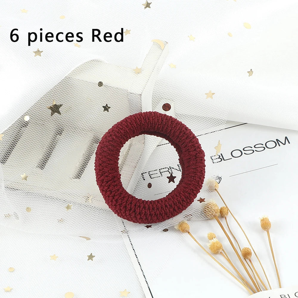 6Pcs/Lot Solid Color Basic Rubber Bands Simple High Elastic Hairband Girls Headwear Headband Fashion Women Gum Hair Accessories