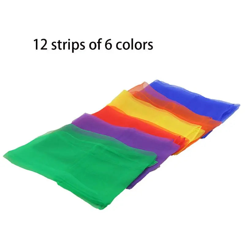 Lot de 12 foulards carrés en mousseline de soie pour femmes et filles, accessoires de danse, tours de magie, spectacle, maternelle, couleur bonbon, mouvement