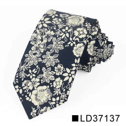 Nouvelle cravate florale pour hommes et femmes, cravate fine en coton pour mariage, cravates décontractées pour hommes, costumes classiques, cravates à imprimé floral