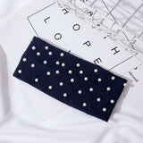 Bow Women's Headbands Pearls Head Bands Knitted Turban Bandana Autumn Winter Elastic Hairband Warm Hair Accessories Headdress