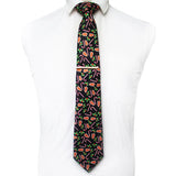 JEMYGINS Cravates de Noël pour hommes 9 cm en soie rouge de bonne qualité, ensemble de pinces à cravate imprimées pour fête, mariage, festival, cadeau