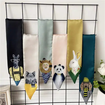 Foulard en soie imprimé animal pour femme, nouveau style décoratif, petit foulard en soie, pour les affaires en Europe et en Amérique