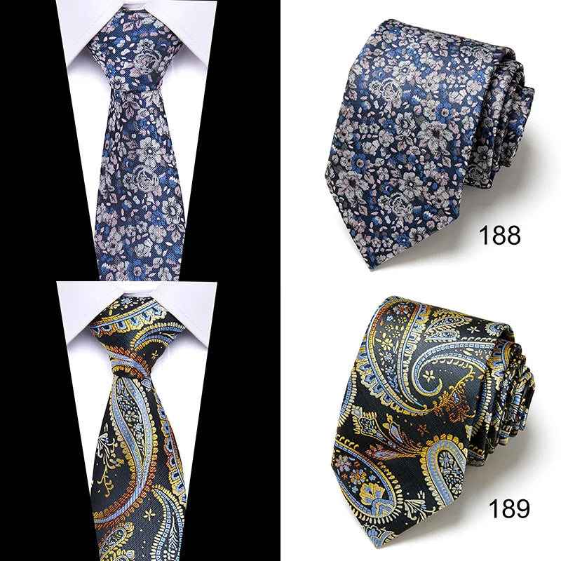 Cravate classique en soie pour homme, 48 couleurs, 7,5 cm, de luxe, à rayures, fine, pour costume, mariage, fête