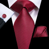 Hi-Tie Coffret cadeau cravate homme vin rouge bordeaux cachemire soie mariage cravate pour homme design tendance qualité mouchoir boutons de manchette livraison directe