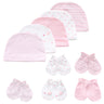 Newborn Boy Girl Hats and Mittens Sets Comfy Infant Baby 5Pcs Caps & 5Pcs Gloves Cotton Toddler Baby Accessorise
