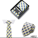 2023 New Style Wedding Gift Tie Pocket Squares Set Necktie Box Men Solid Black Suit Accessories Fit Wedding