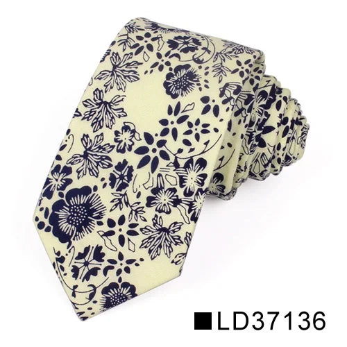 Nouvelle cravate florale pour hommes et femmes, cravate fine en coton pour mariage, cravates décontractées pour hommes, costumes classiques, cravates à imprimé floral