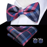 Hi-Tie Nœuds papillon verts de Noël pour hommes Cravate papillon en soie Ensemble de boutons de manchette et mouchoirs pour fête de mariage Nœud papillon uni à carreaux cachemire