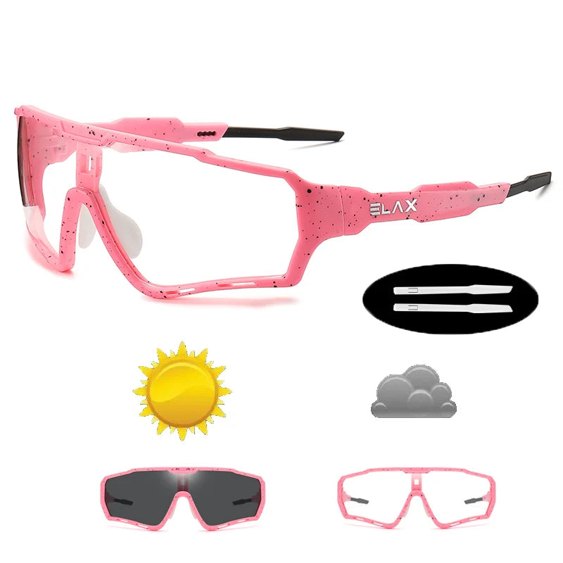 ELAX Brand New Style Photochromic Sunglasses Sports Men Women Mtb Bike Bicycle Eyewear Cycling Glasses