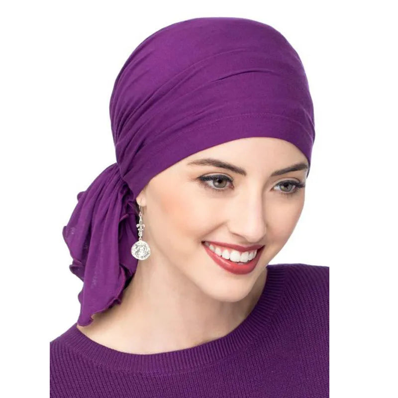 Muslimischer Bambus-Vorgebundener Schal, Chemo-Motorhaube, Kappen, Frauen, Turban-Mütze, Kopfbedeckung, Kopftuch, Wickel, Krebs-Bandanas, Haar-Accessoires