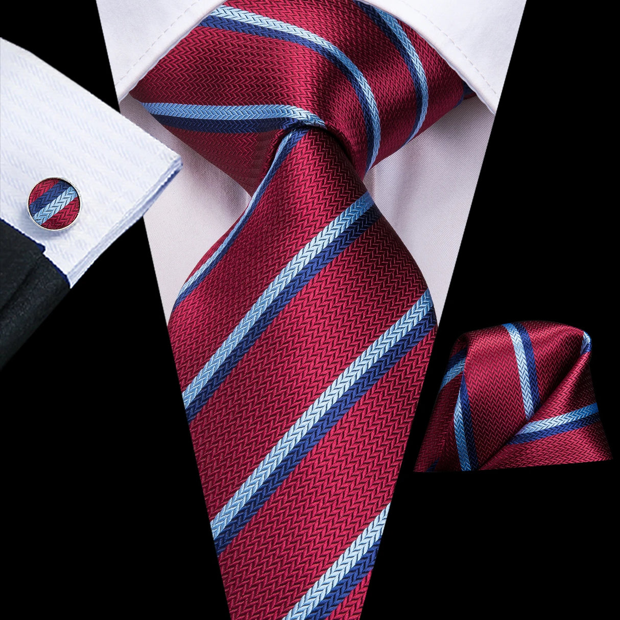 Hi-Tie Coffret cadeau cravate homme vin rouge bordeaux cachemire soie mariage cravate pour homme design tendance qualité mouchoir boutons de manchette livraison directe